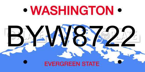 BYW8722 Washington License Plate