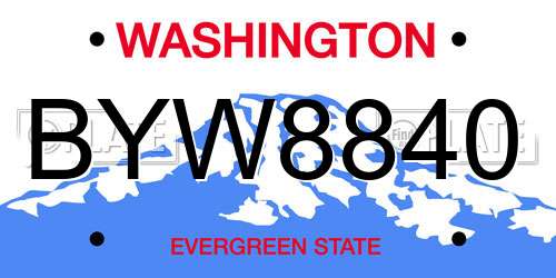 BYW8840 Washington License Plate