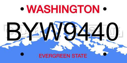 BYW9440 Washington License Plate