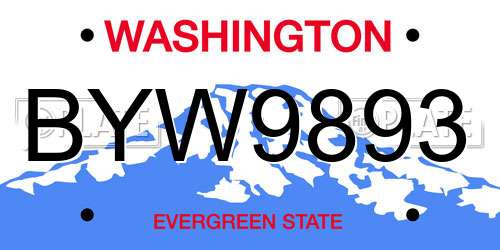 BYW9893 Washington License Plate