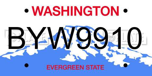 BYW9910 Washington License Plate