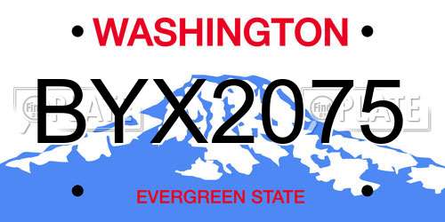 BYX2075 Washington License Plate