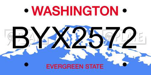 BYX2572 Washington License Plate