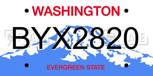 BYX2820 Washington License Plate
