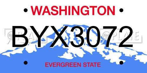 BYX3072 Washington License Plate