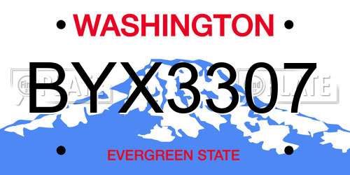 BYX3307 Washington License Plate