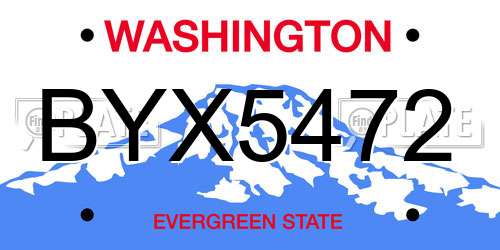 BYX5472 Washington License Plate