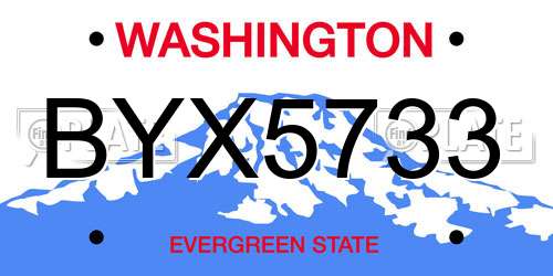 BYX5733 Washington License Plate