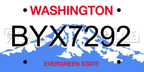 BYX7292 Washington License Plate
