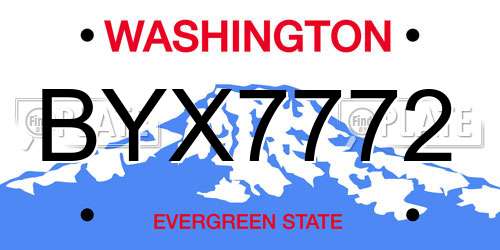 BYX7772 Washington License Plate