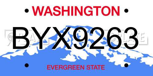 BYX9263 Washington License Plate