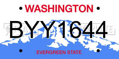 BYY1644 Washington License Plate