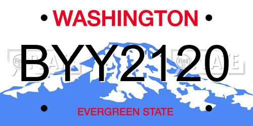 BYY2120 Washington License Plate