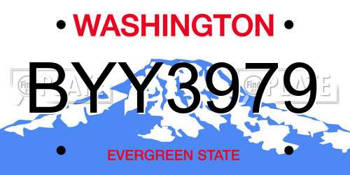 BYY3979 Washington License Plate