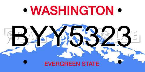 BYY5323 Washington License Plate