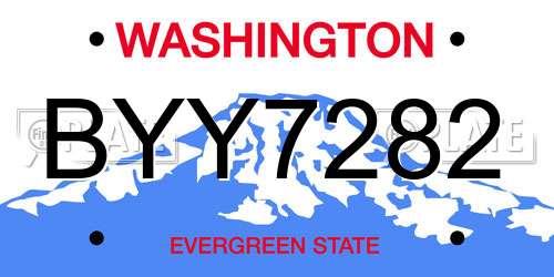 BYY7282 Washington License Plate