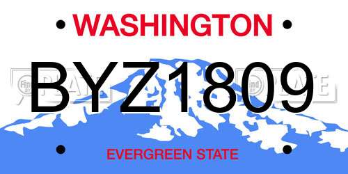 BYZ1809 Washington License Plate