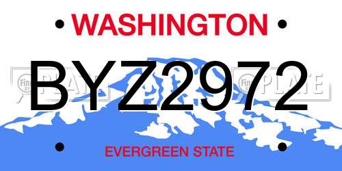 BYZ2972 Washington License Plate