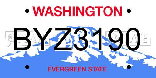 BYZ3190 Washington License Plate