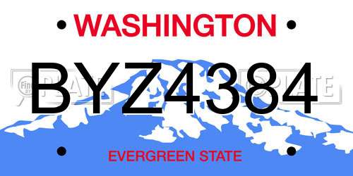 BYZ4384 Washington License Plate