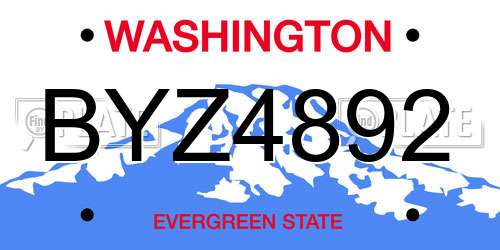 BYZ4892 Washington License Plate