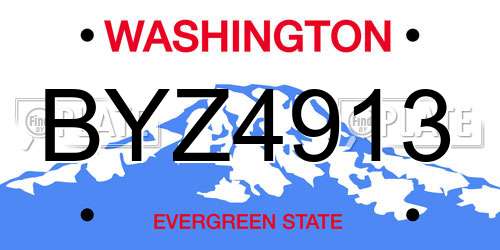 BYZ4913 Washington License Plate