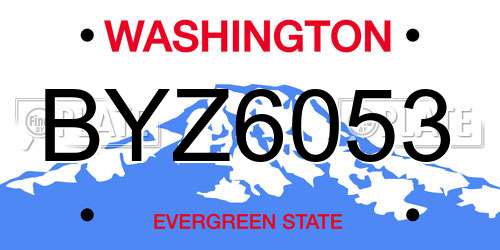 BYZ6053 Washington License Plate