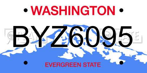 BYZ6095 Washington License Plate
