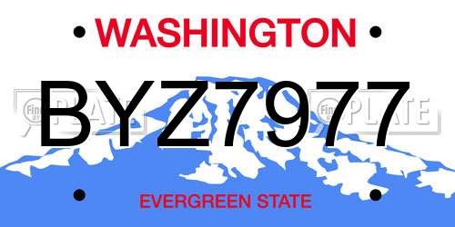 BYZ7977 Washington License Plate