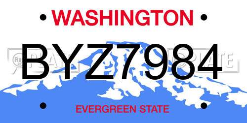 BYZ7984 Washington License Plate