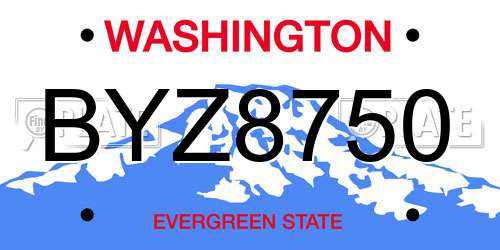 BYZ8750 Washington License Plate