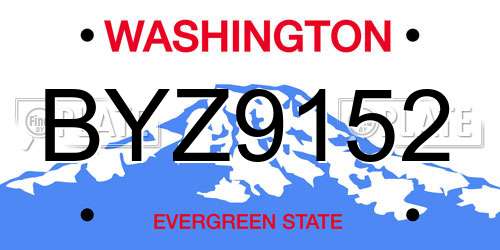 BYZ9152 Washington License Plate