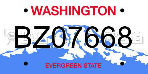 BZ07668 Washington License Plate