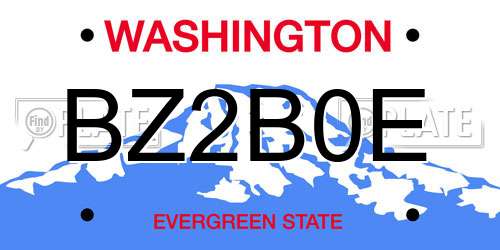 BZ2B0E Washington License Plate