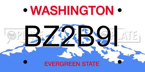 BZ2B9I Washington License Plate