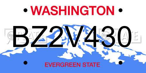 BZ2V430 Washington License Plate