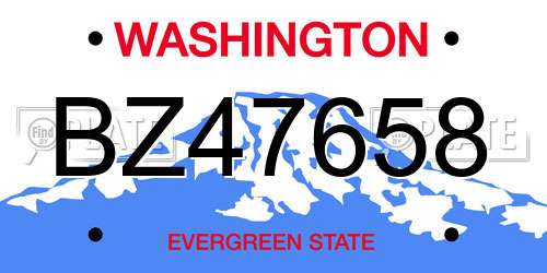BZ47658 Washington License Plate