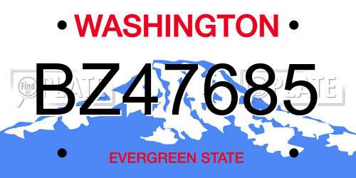 BZ47685 Washington License Plate