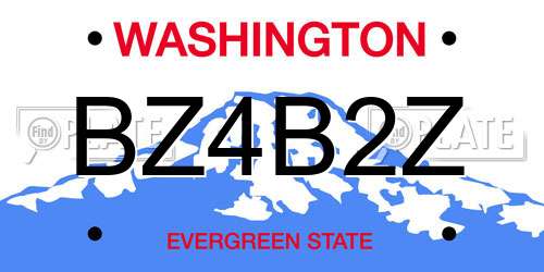 BZ4B2Z Washington License Plate