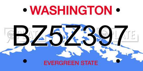 BZ5Z397 Washington License Plate