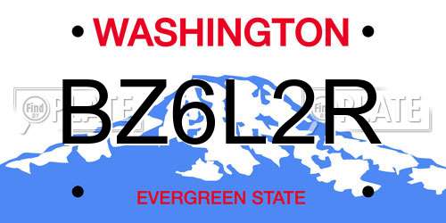 BZ6L2R Washington License Plate