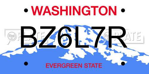 BZ6L7R Washington License Plate