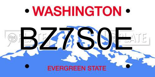 BZ7S0E Washington License Plate