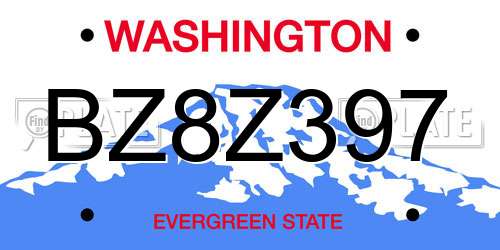 BZ8Z397 Washington License Plate