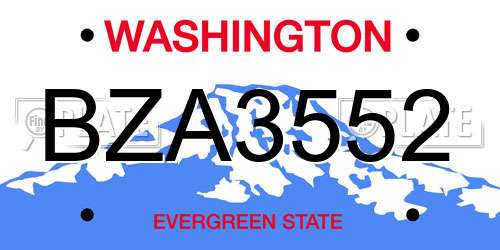 BZA3552 Washington License Plate