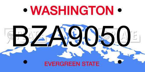 BZA9050 Washington License Plate
