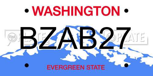 BZAB27 Washington License Plate