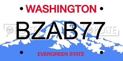 BZAB77 Washington License Plate