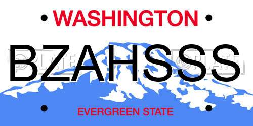 BZAHSSS Washington License Plate