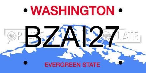 BZAI27 Washington License Plate